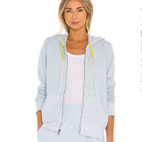 BWNT - SUNDRY ZIP COTTON HOODIE SKY BLUE - 2 - Picture 1 of 7